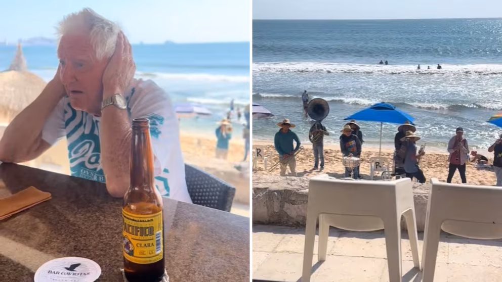 Extranjero se tapa los oídos tras escuchar banda en vivo en Mazatlán